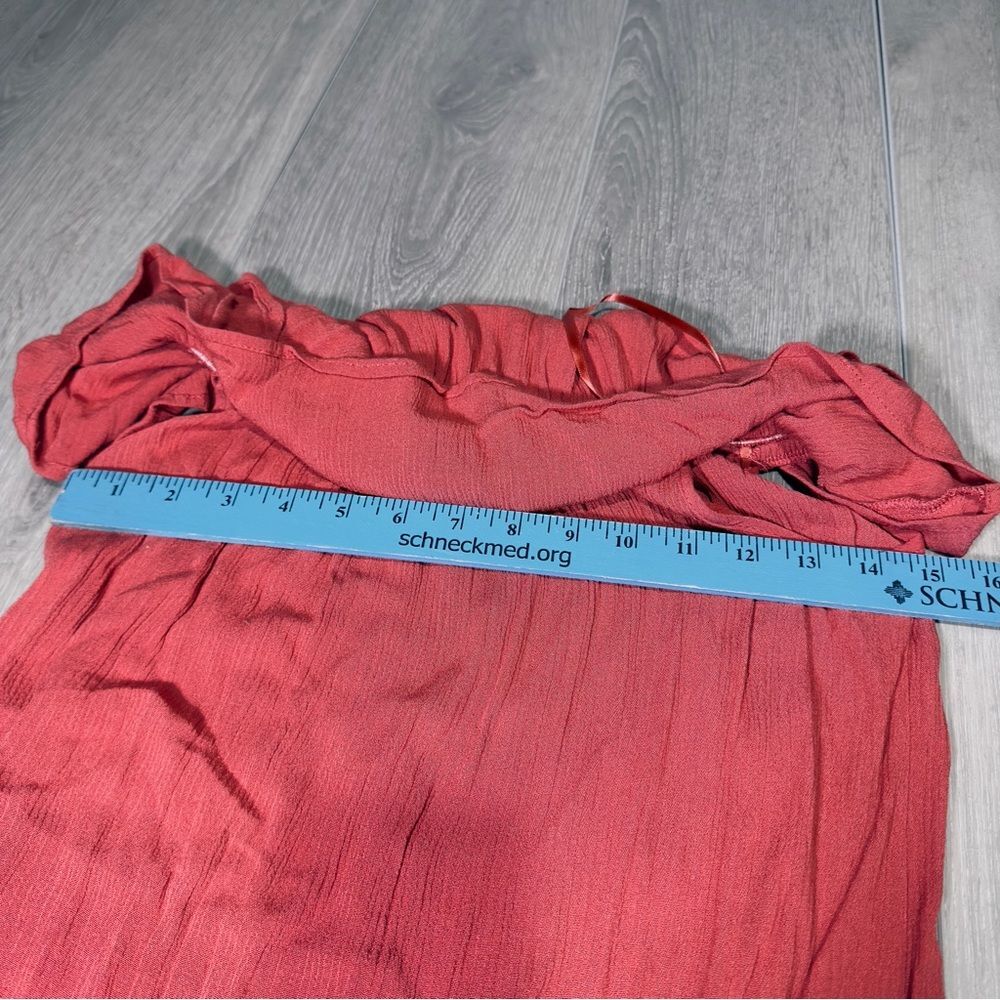 One Clothing Off Shoulder Ruffle Top Salmon Pink Boho Blouse Medium - Picture 8 of 10